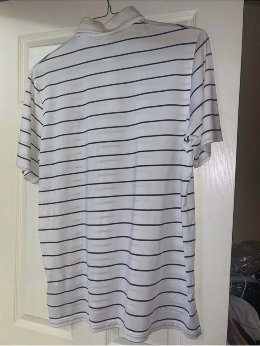 Ralph Lauren White Polo with Navy Horizontal Stripes